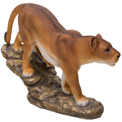 Realistic Lioness with Little Cub perching on tree branch Wildlife Resin Figurine Statue