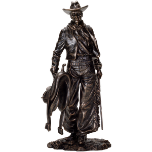 American Cowboy with Gun and Saddle Resin Figurine Home Decor Collectible