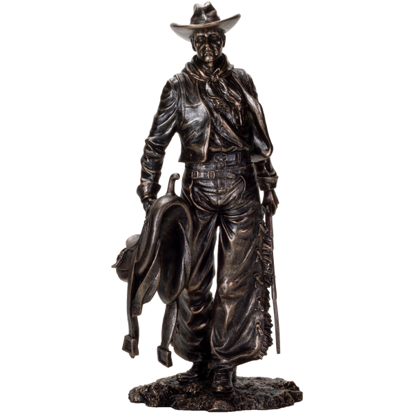 American Cowboy with Gun and Saddle Resin Figurine Home Decor Collectible