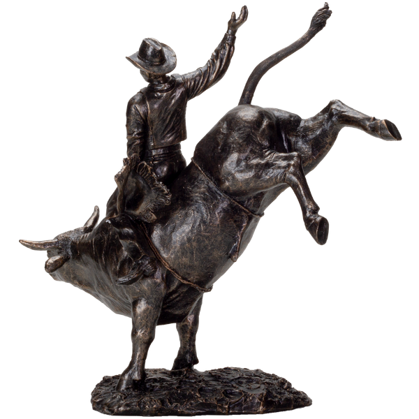 American Cowboy on Bull Resin Figurine-Bronze Finish