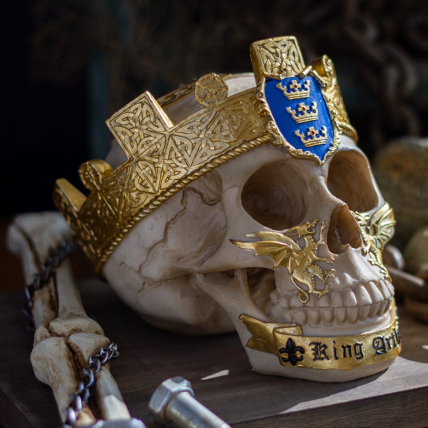 The Knights of The Round Table King Arthur Skulls Resin Skull Figurine