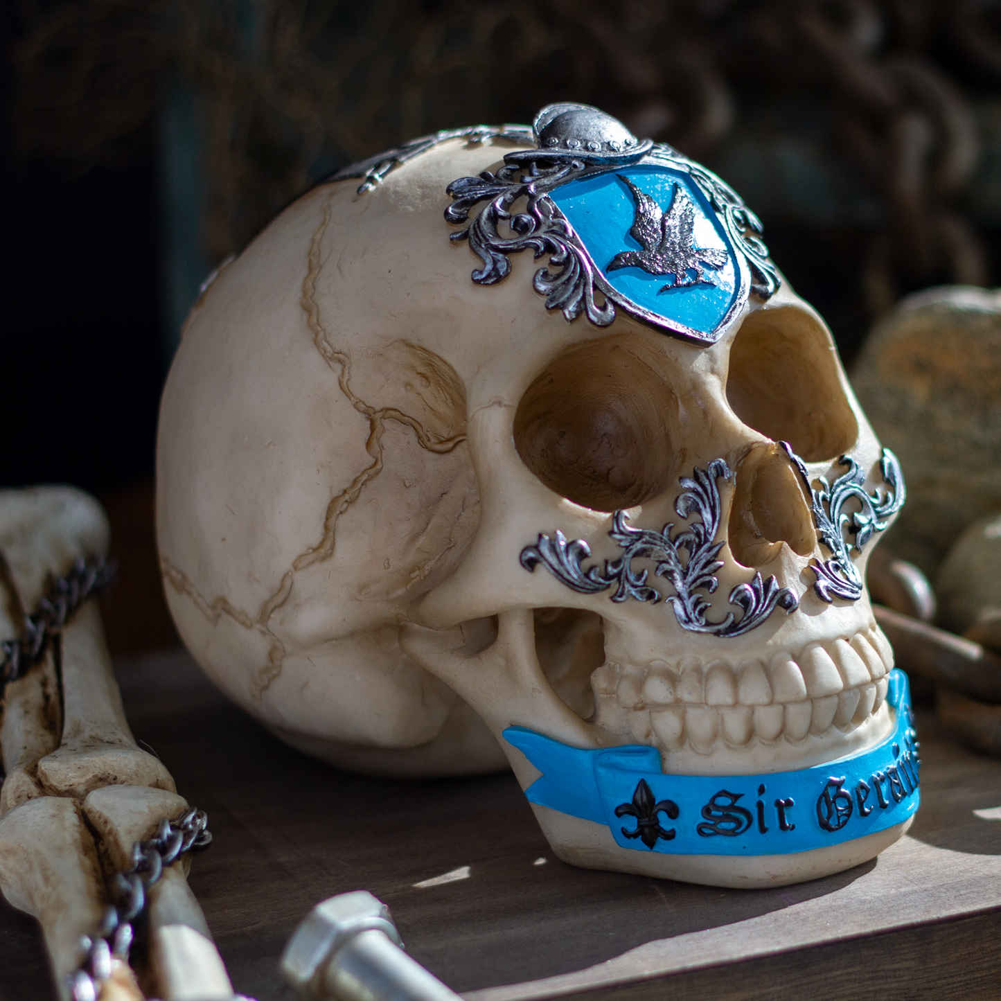 The Knights of the Round Table King Arthur's Knight Skulls Sir Geraint Resin Skull Figurine