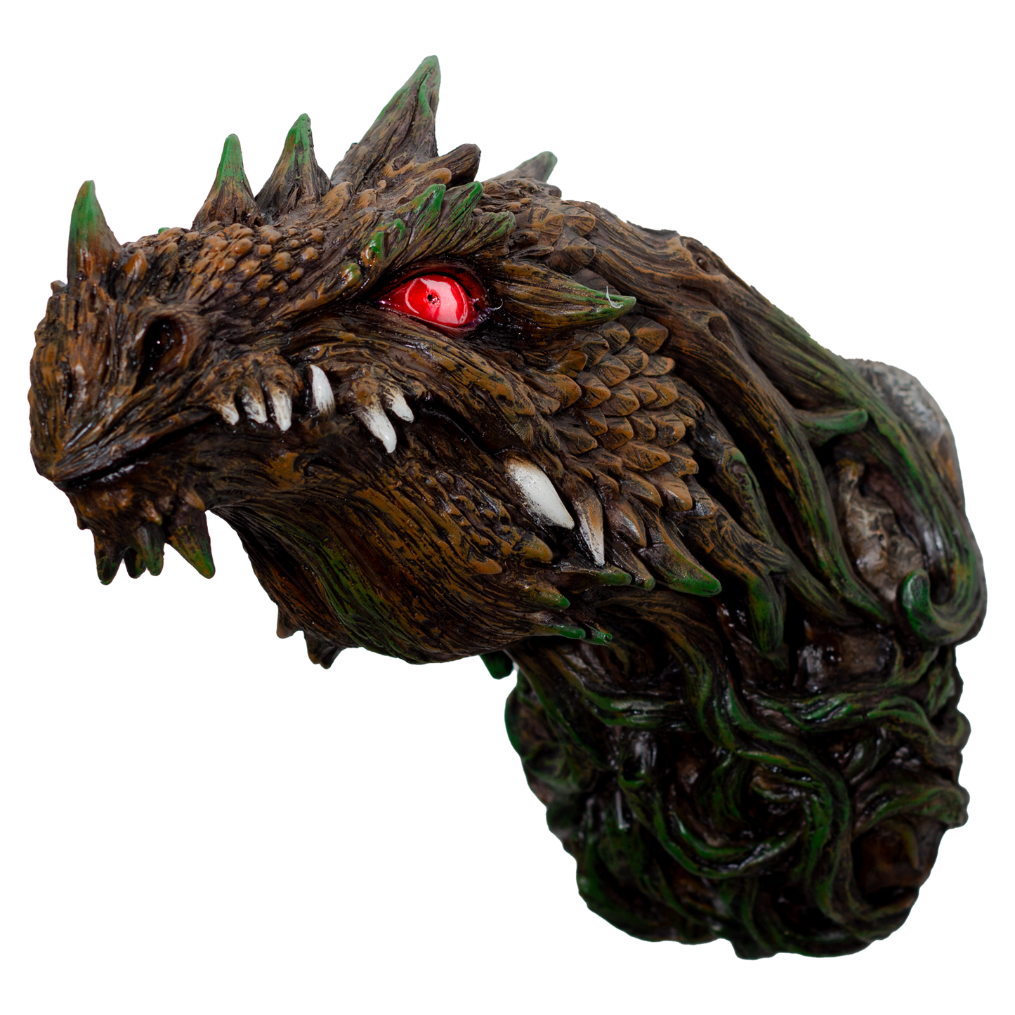 Fantasy World Tree Dragon Head Figurine with LED eyes Wall Plaque