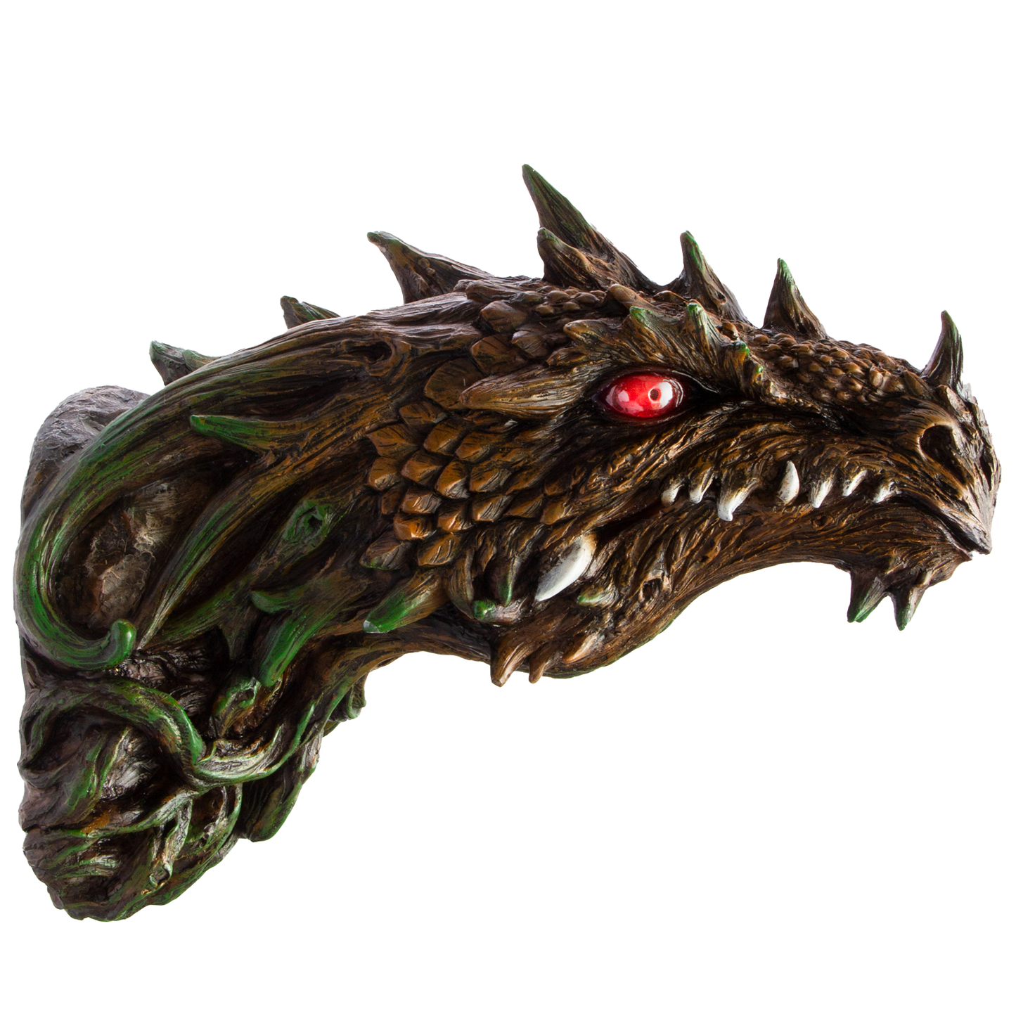 Fantasy World Tree Dragon Head Figurine with LED eyes Wall Plaque