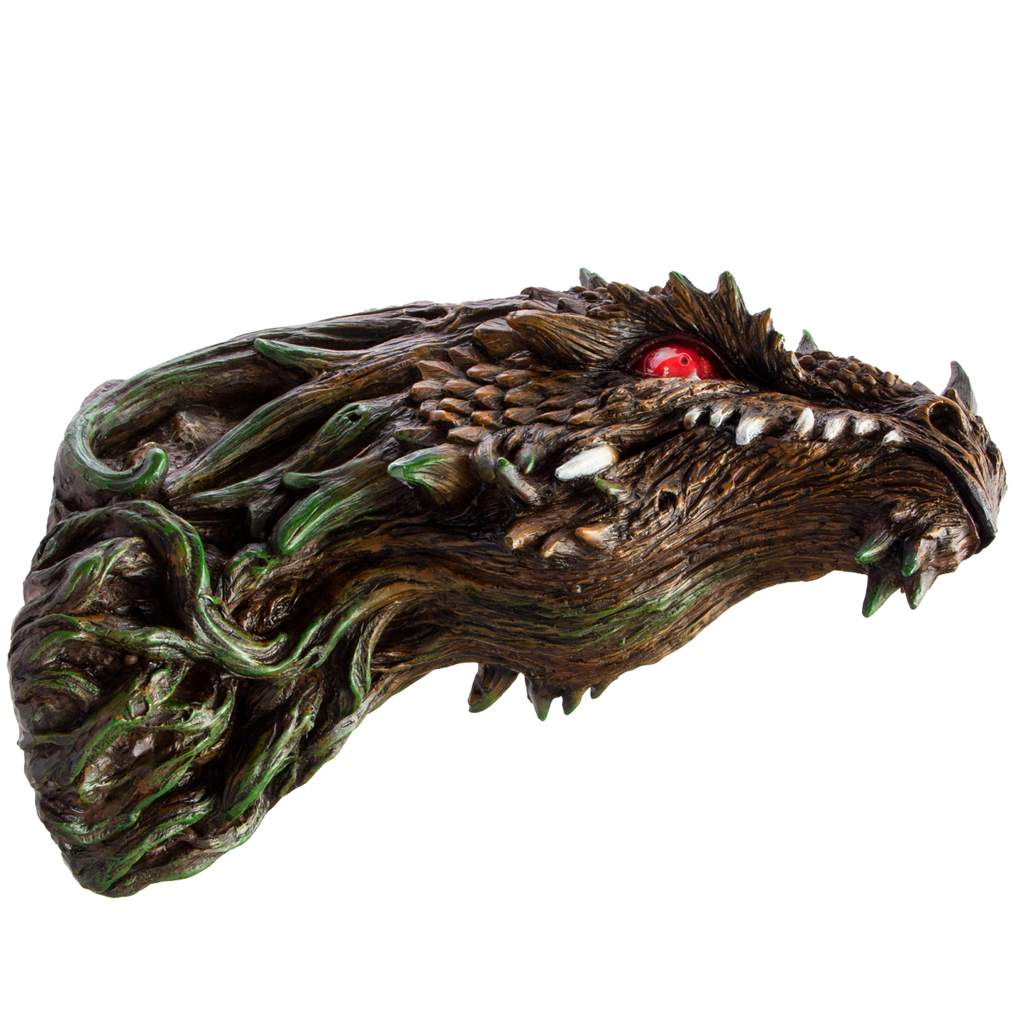 Fantasy World Tree Dragon Head Figurine with LED eyes Wall Plaque