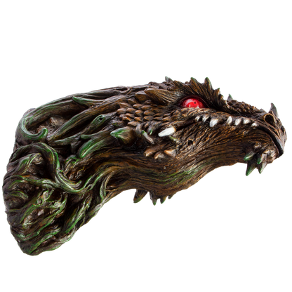 Fantasy World Tree Dragon Head Figurine with LED eyes Wall Plaque