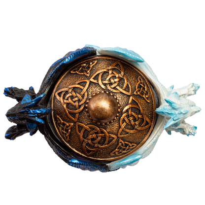 Fantasy Celtic Knotwork Dual Yin Yang Dragons Decorative Trinket Jewelry Box Figurine 5.75" long