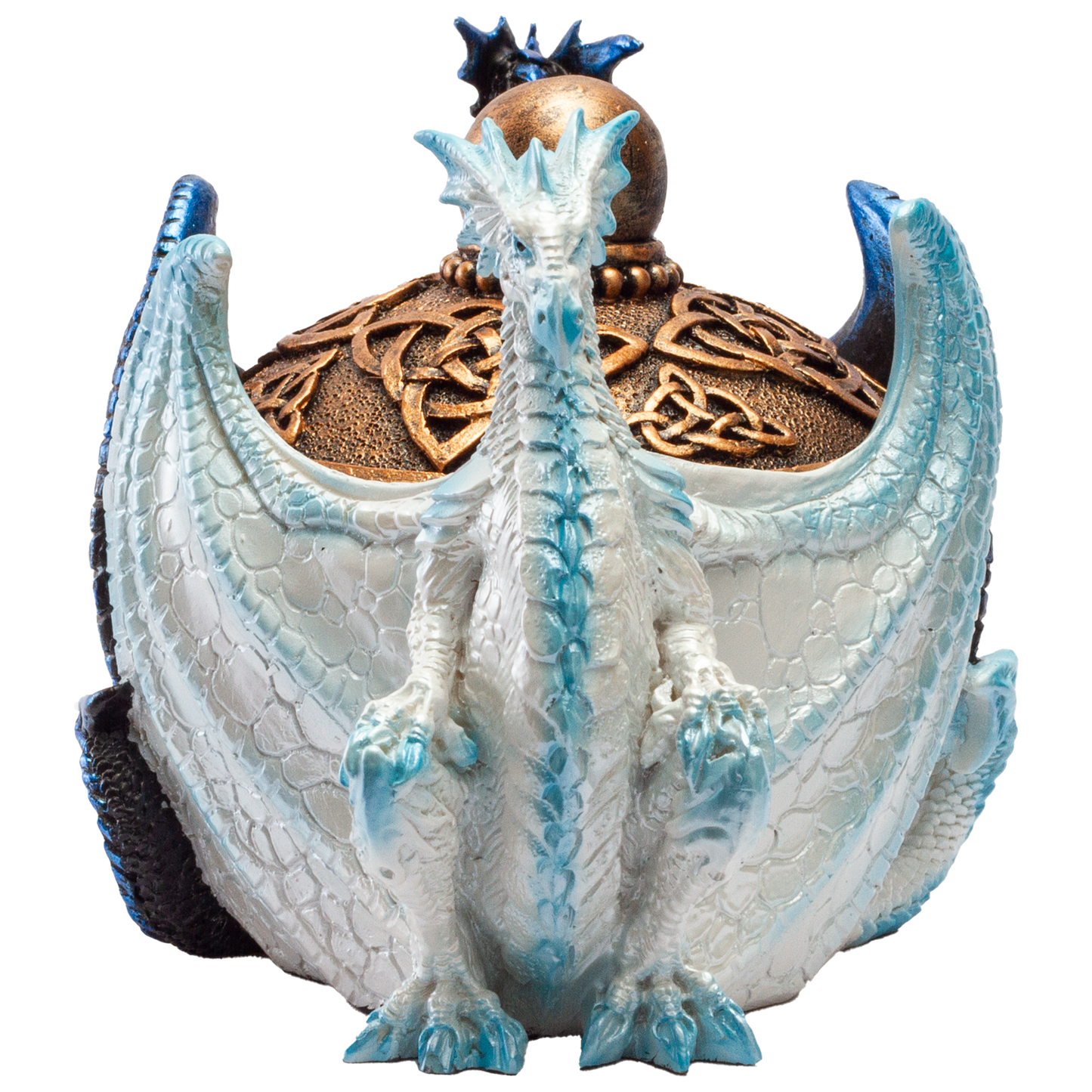 Fantasy Celtic Knotwork Dual Yin Yang Dragons Decorative Trinket Jewelry Box Figurine 5.75" long