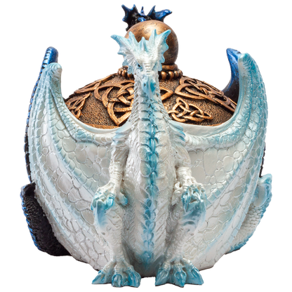 Fantasy Celtic Knotwork Dual Yin Yang Dragons Decorative Trinket Jewelry Box Figurine 5.75" long