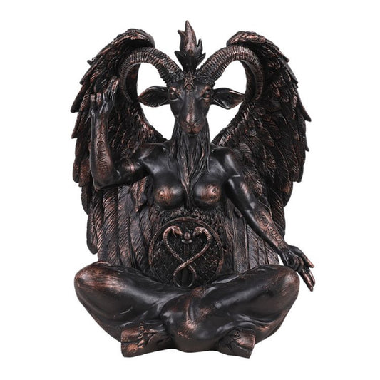 Large Seated Baphomet Lucifer Satanic Demon Goat of Mendes Pagan Statue 16 inches