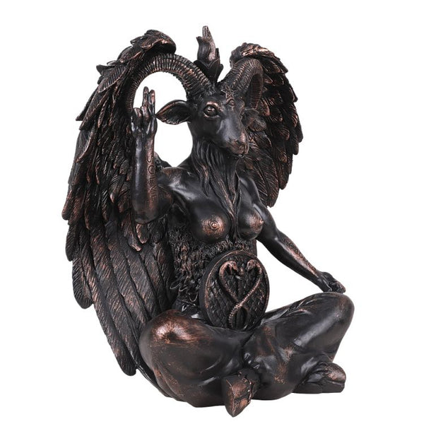 Large Seated Baphomet Lucifer Satanic Demon Goat of Mendes Pagan Statue 16 inches