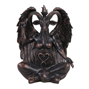 Large Seated Baphomet Lucifer Satanic Demon Goat of Mendes Pagan Statue 16 inches