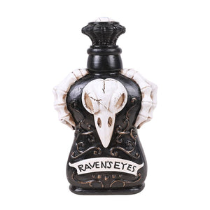Raven Skull Poison Magic Resin Bottle Figurine