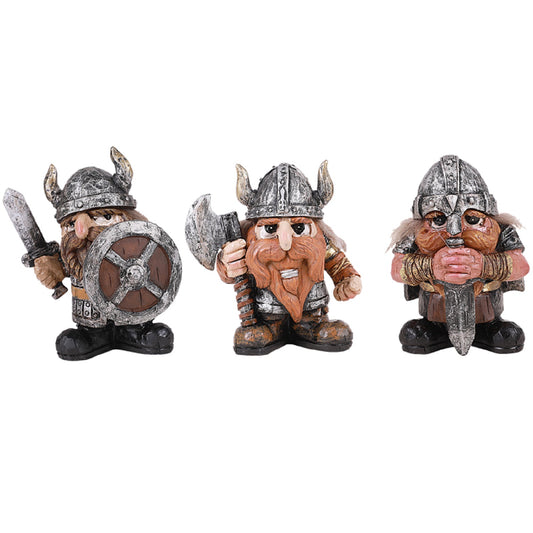 Viking Warrior Miniature Resin Figurine Tabletop Set of 3
