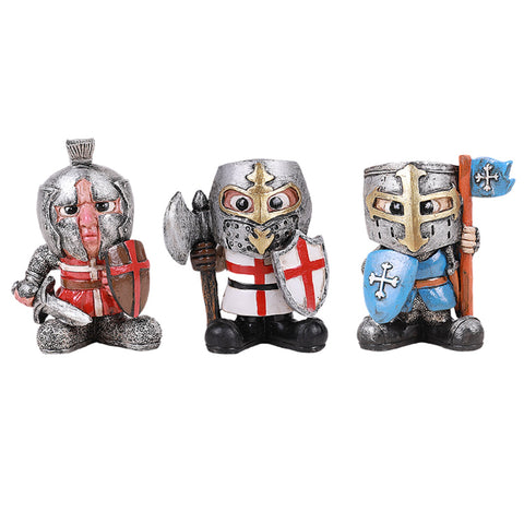 Medieval Time Renaissance Miniature European Knights Sculpture Set of 3