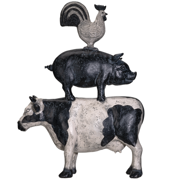 Pacific Giftware American Art Animal Farm Barnyard Stacked Animal Resin Figurine Statue (Cow/Pig/Chicken)