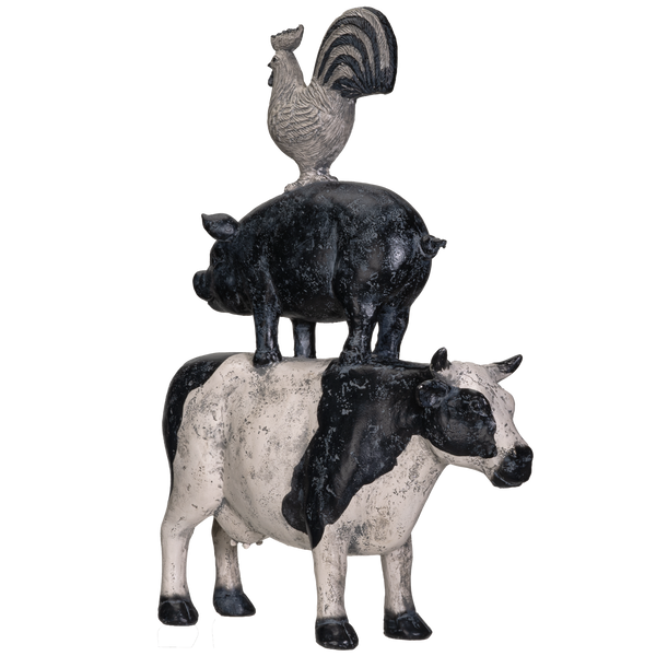 Pacific Giftware American Art Animal Farm Barnyard Stacked Animal Resin Figurine Statue (Cow/Pig/Chicken)