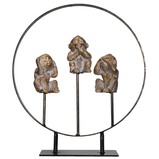 See Hear Speak No Evil Monkeys Resin Figurine with Stand