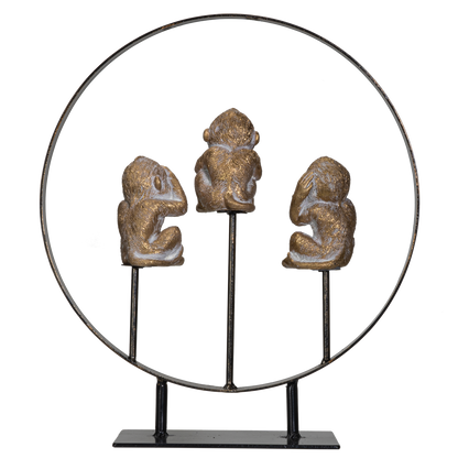 See Hear Speak No Evil Monkeys Resin Figurine with Stand