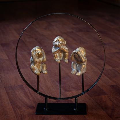 See Hear Speak No Evil Monkeys Resin Figurine with Stand