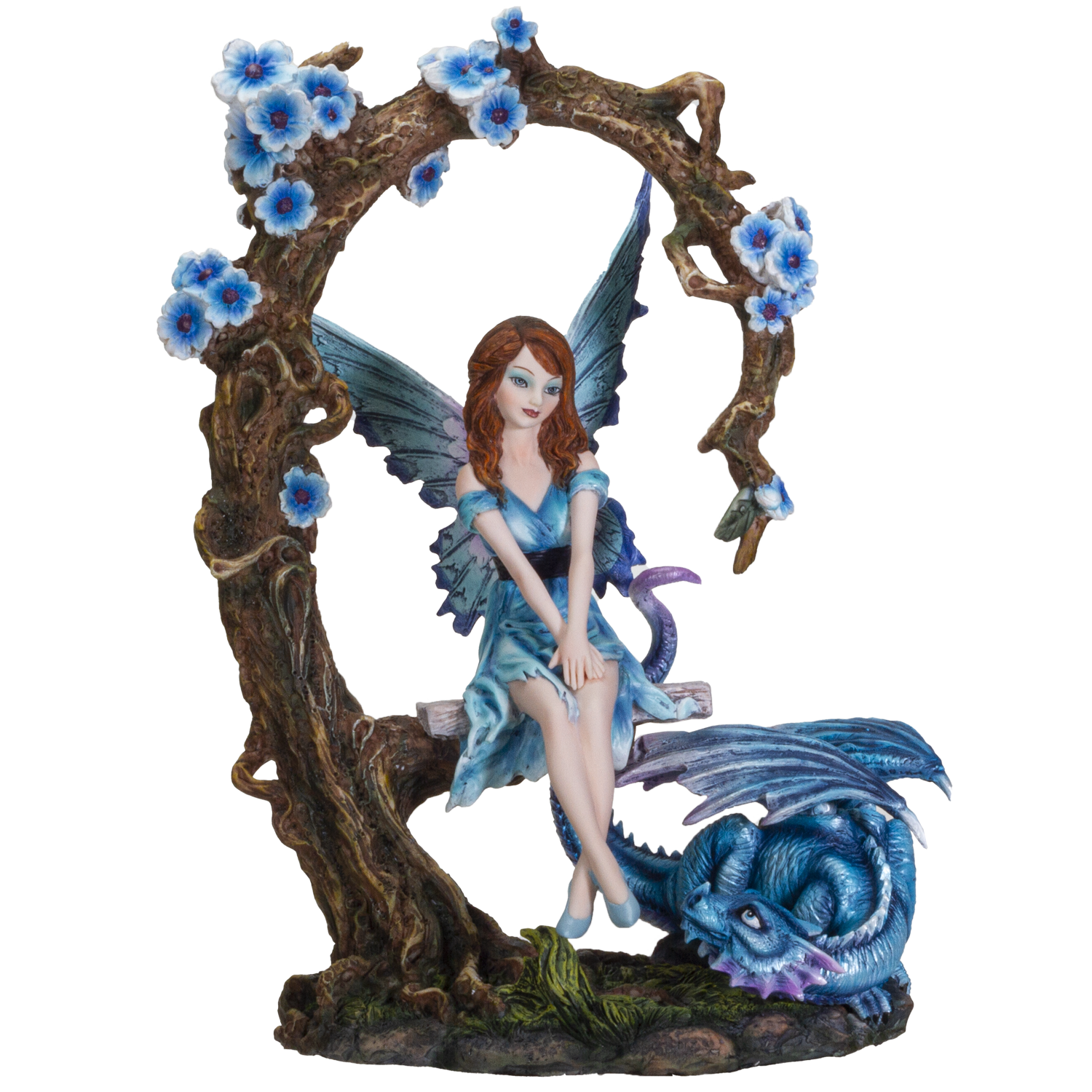 FairyTate Fantasy Fairy on the Swing with Dragon Decorative Resin Collectible Figurine Statue
