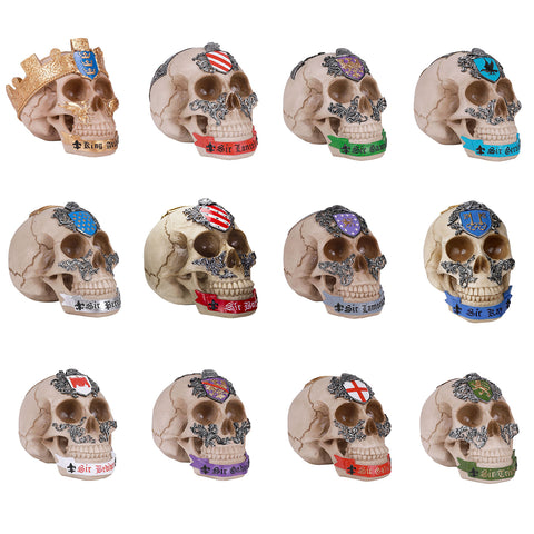 The Knights of The Round Table King Arthur's Knight Skulls Resin Skull Figurine Set of 12