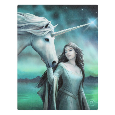 Fantasy World North Star Unicorn Princess Picture Canvas Framed Wall Art Wall Plaque -7.5"W x 9.85"H