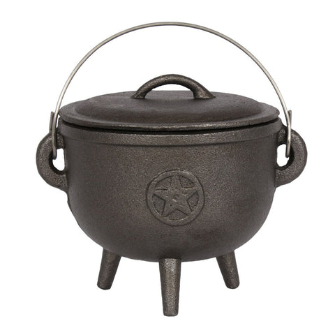 6 Inches Cast Iron Cauldron with Pentagram with Handle