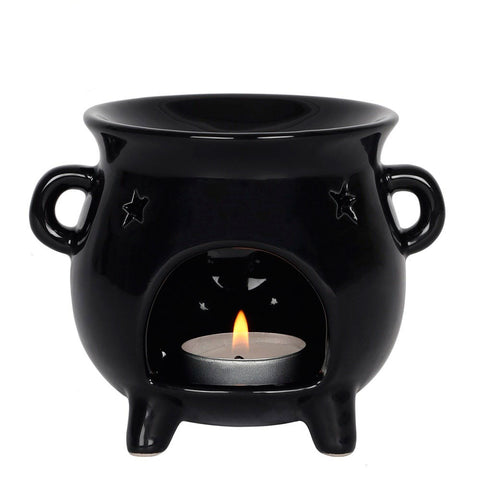 Witch's Cauldron Black Ceramic Tealight Candle Holder Oil Burner