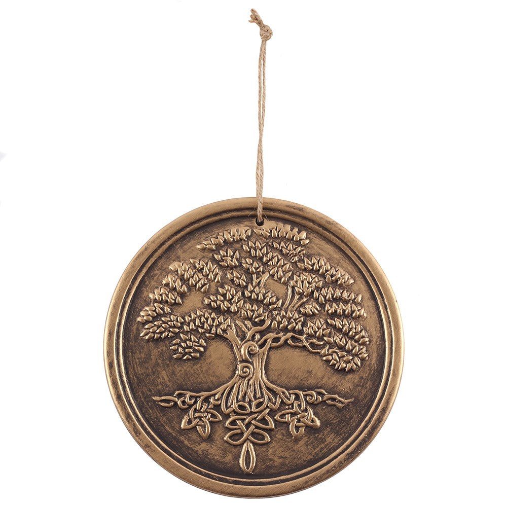 Terracotta Tree of Life Plaque Cold Cast Bronze Finish Wall Hanging Ornament