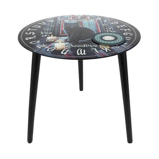 The Sacred Cat Circle artwork Glass Top Spirit Ouija Board Small Table Home Decor