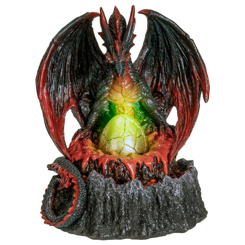Winged Dragon Volcano Mountain with LED light Fantasy Decor Figurine