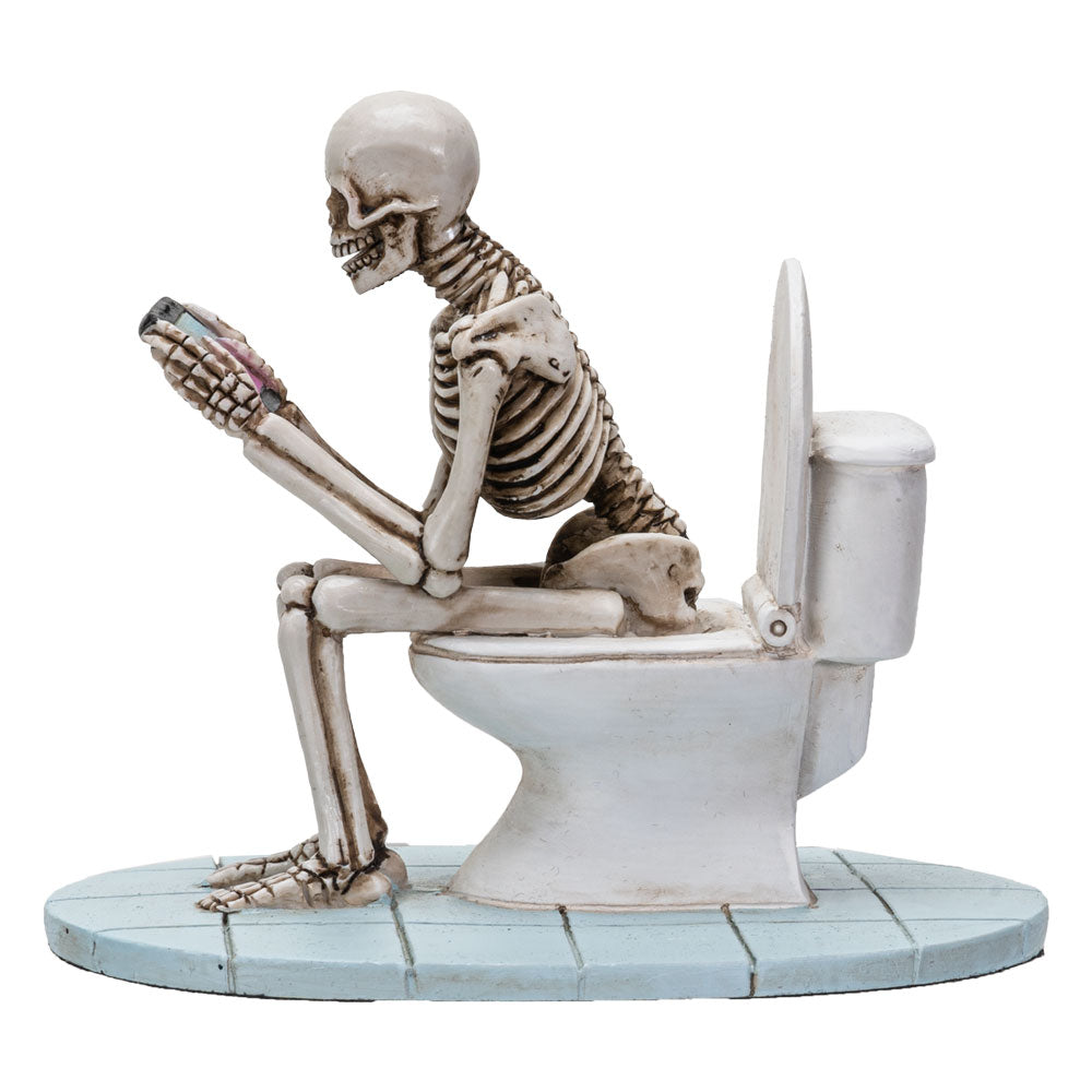 Life after death Phone Never Stop Skeleton seated on toilet bowl After Life Collection Home Decor Resin Figurine