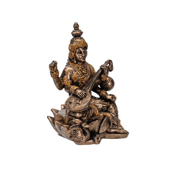 Hindu God Saraswati Miniature Resin Figurine Statue