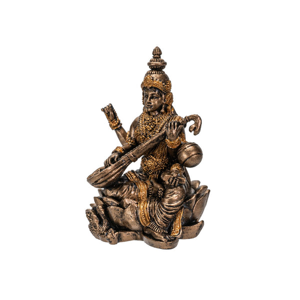 Hindu God Saraswati Miniature Resin Figurine Statue