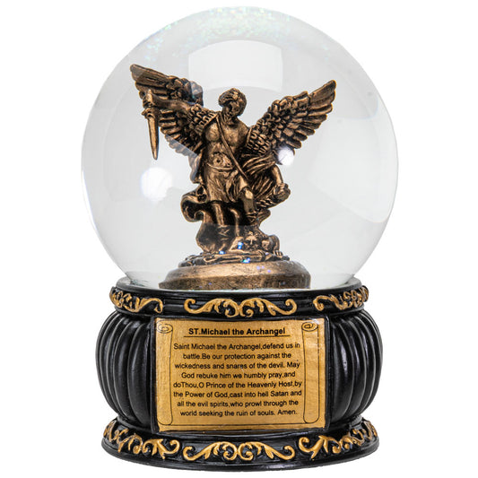 St.Michael Water Globe with the Prayer Message 100MM