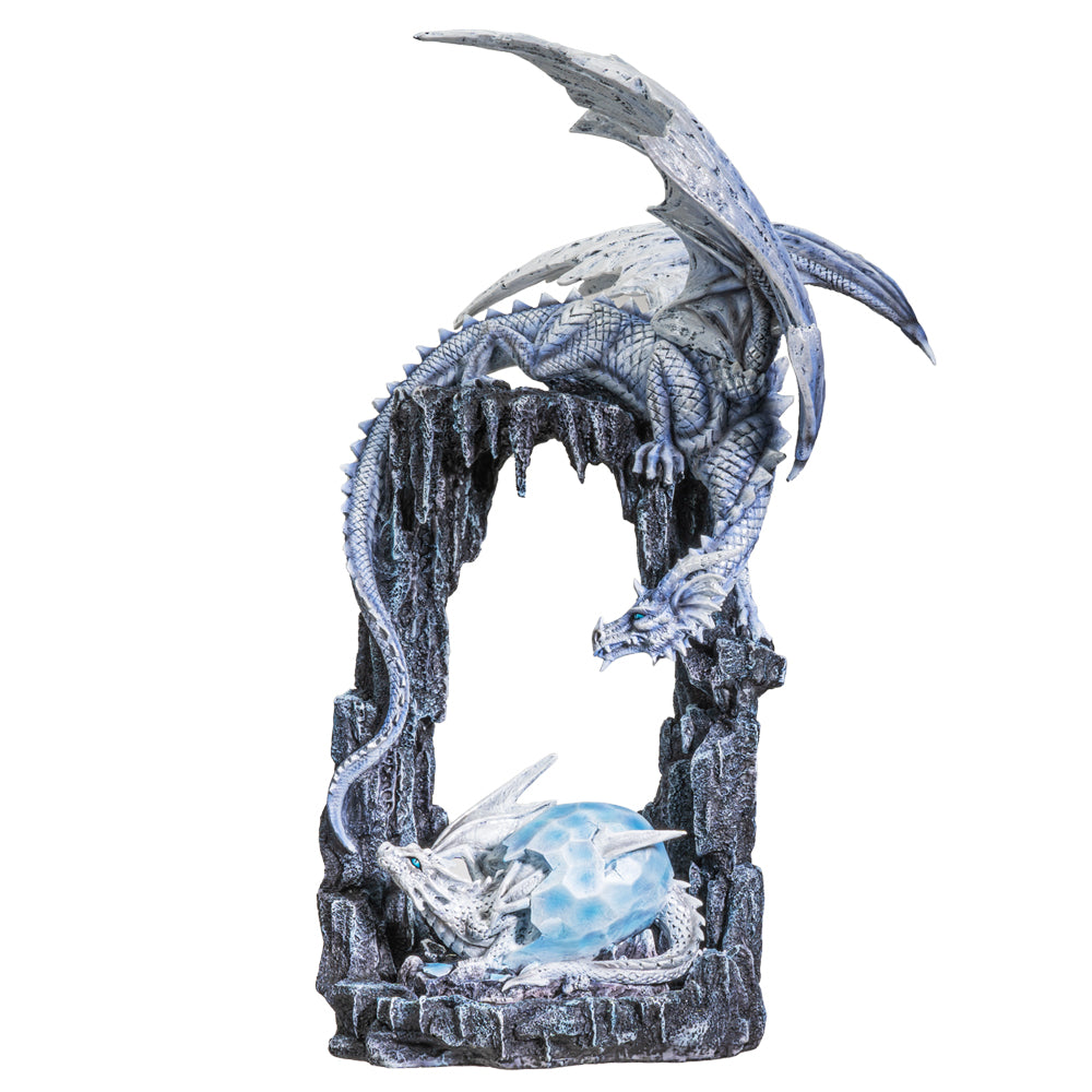 Fronze Ice Dragon Mother and Baby Hatchling in Egg Resin Statue Collectible Home Decor Figurine