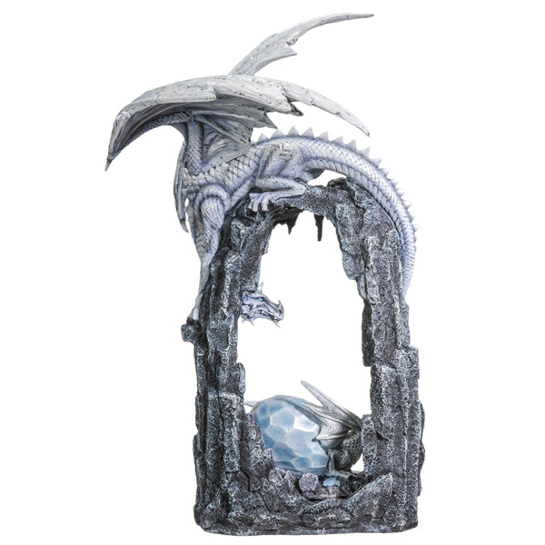 Fronze Ice Dragon Mother and Baby Hatchling in Egg Resin Statue Collectible Home Decor Figurine