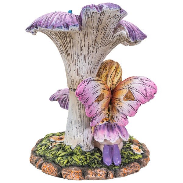 Fairyland Butterfly Fairy resting under Flower mushroom Collectible Home Decor Figurine