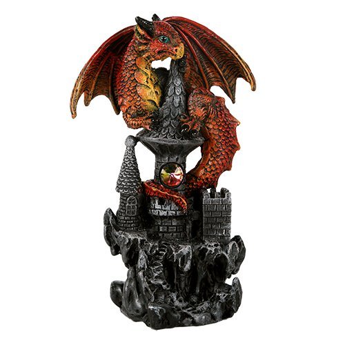 Small Guardian Dragon Protecting Castle with Rhinestone Rock Crystal Tabletop Decor Collectible Figurine Gift