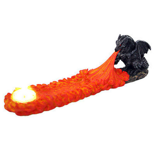 Red Flame Dragon Incense Burner and Tea Light Holder