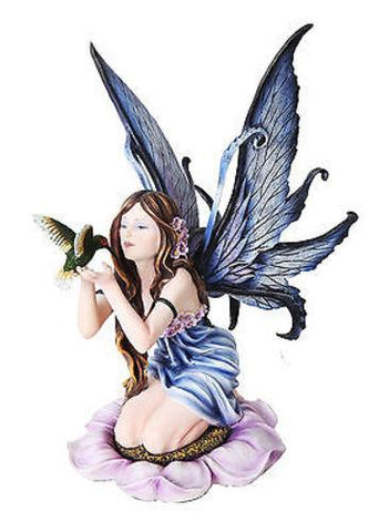 Faery With Humming Bird Statue Fairy Flower Figurine Collectible Home Decor