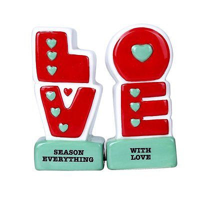 L.O.V.E Season Everything with Love Ceramic Magnetic Salt and Pepper Shaker Set