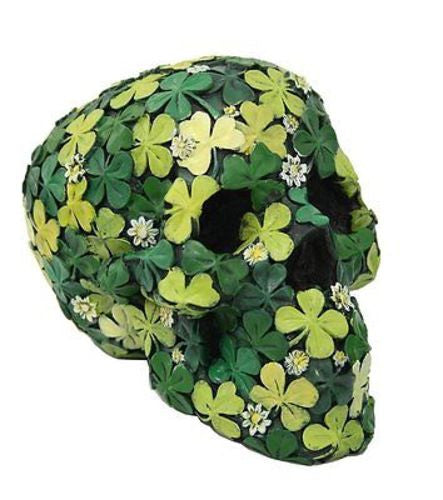 Lucky Clover Shamrock Skull Irish Saint Patrick's Day Collectible Figurine Decor