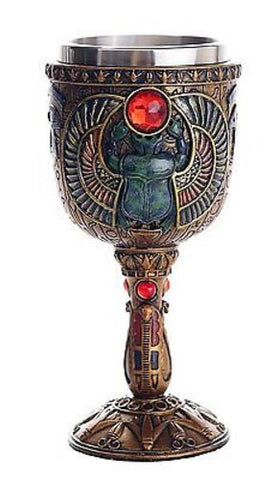 Ancient Egyptian Winged Scarab Ceremonial Chalice Cup 7oz Wine Goblet