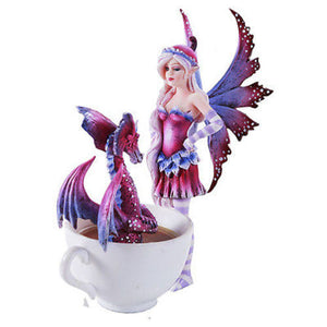 Amy Brown Get Out Of My Hot Tub Dragon Tea Cup Faery Statue 2016 Collection