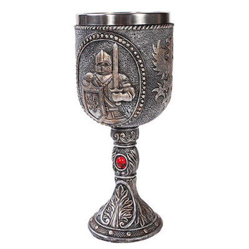 Medieval Elite Knight Chivalry Suit of Armor Wine Drink Goblet Chalice Figurine