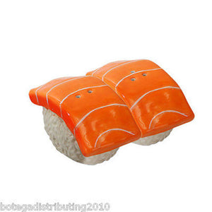 Salmon Sushi Japanese Ceramic Magnetic Salt and Pepper Shaker Set