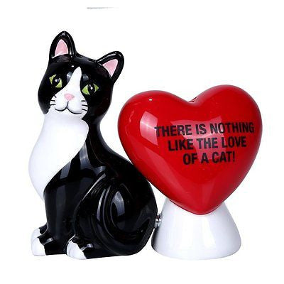 Nothing Like The Love of A Cat Ceramic Magnetic Salt and Pepper Shaker Set