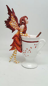 Amy Brown Apple Cider Cinnamon Faery Fantasy Art Statue Tea Cup Autumn Fairy